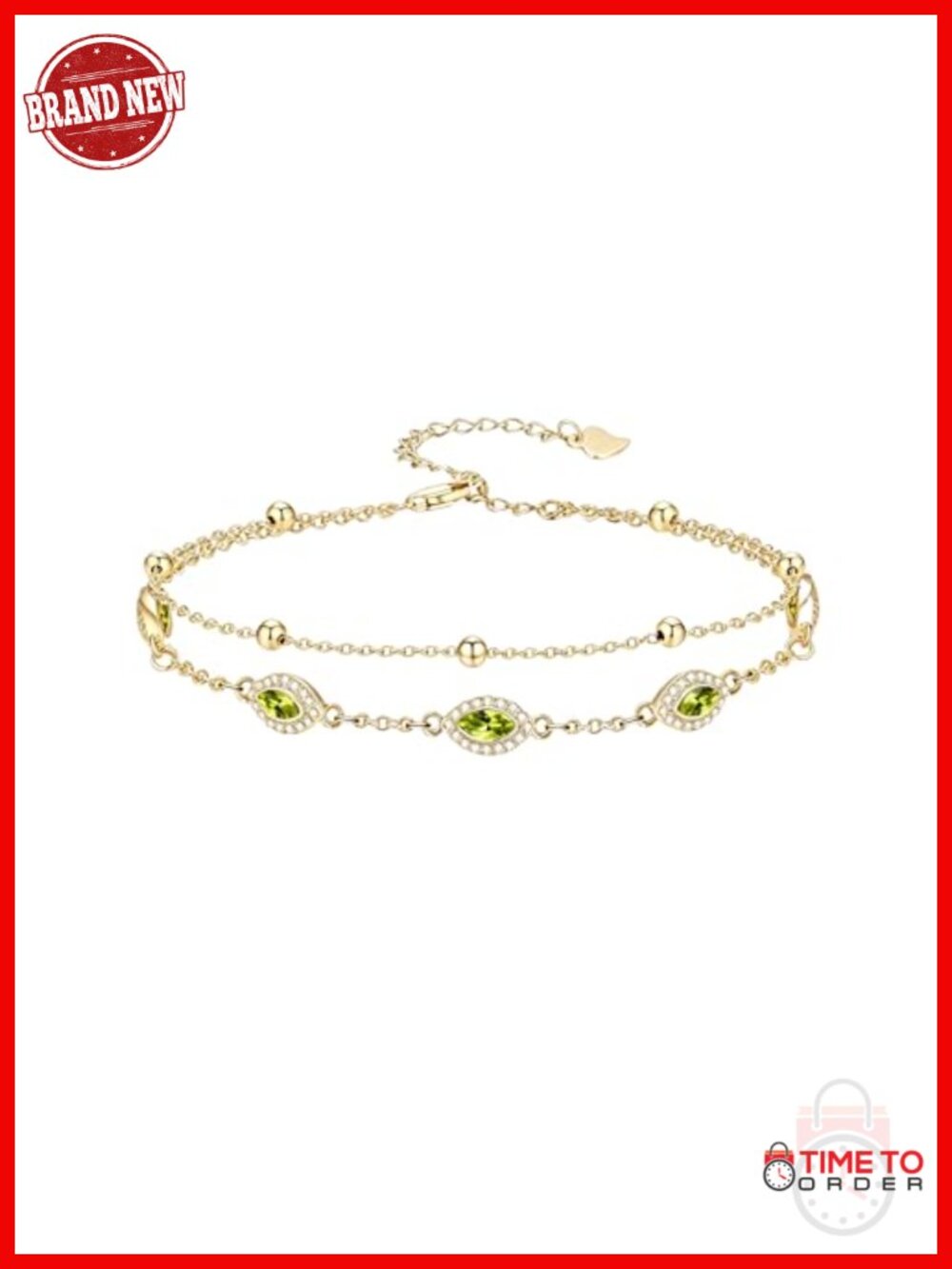 18K Gold Plated Birthstone Bracelet/Anklet with Extender Chain